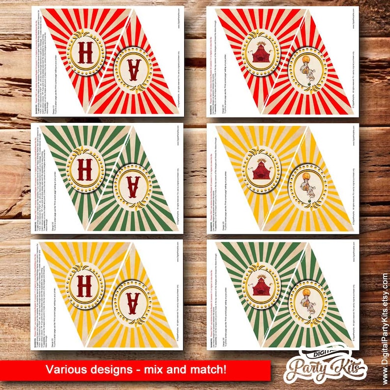 Vintage Circus Pennant Banner / Carnival Pennant Banner Etsy