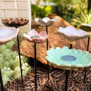 Handmade Pollinator Cups - Bee Watering Cups - Stoneware - Hand painted