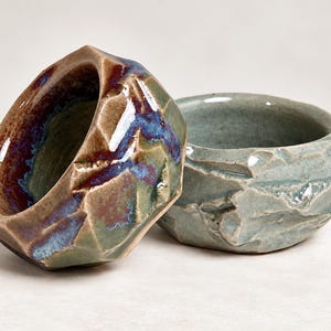 Hand Carved Kurinuki Stoneware Ramekin | Small Ceramic Bowl | Japanese Inspired Pottery | Condiment, Sauce or Prep Bowl