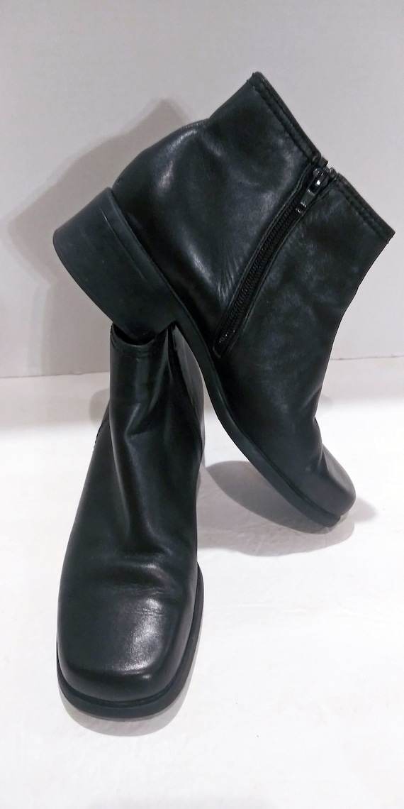 Womens Leather Boots, Black Leather Boots, Vintage
