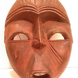 Carved Wood Mask, Vintage Mask, Wood Carving, Sculpture, Home Decor, African Decor, African Art, Wall Art, Wooden Wall Mask, Mask Decor