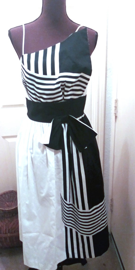 Spaghetti Strap Dress, Black and White Stripe Dres