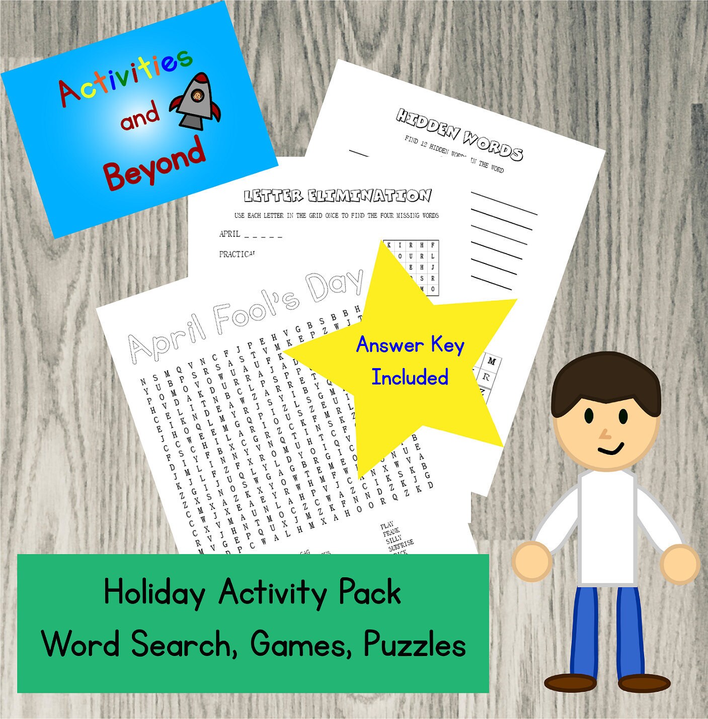 Printable April Fool's Day Activity Pages Word Search | Etsy