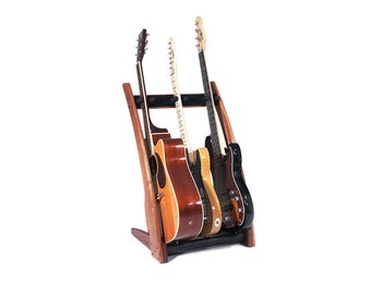 Ruach GR-3 Curve Customisable 3 Way Guitar Rack and Holder for Guitars and Cases Mahogany | Walnut | Cherry | Birch | Black | White