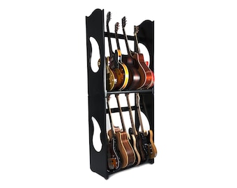 Rack de guitarra apilable Ruach GR5 para 5 guitarras y estuches - Negro o abedul