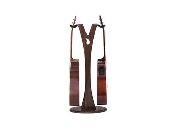 Ruach GS-1 Dual Acoustic/Electric Double Wooden Guitar Stand - Walnut | Mahogany | Cherry | Birch | Black | White