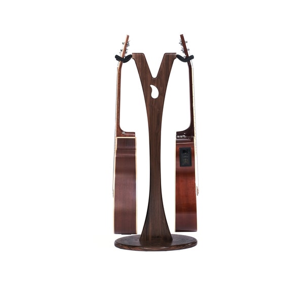 Ruach GS-1 Dual Acoustic/Electric Double Wooden Guitar Stand - Walnut | Mahogany | Cherry | Birch | Black | White