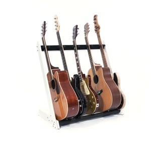 Ruach GR-2 Customisable 5 Way Wooden Guitar Rack and Holder for Guitars and Cases Mahogany Walnut Cherry Birch Black White White