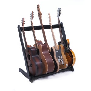 Ruach GR-2 Customisable 5 Way Wooden Guitar Rack and Holder for Guitars and Cases Mahogany Walnut Cherry Birch Black White Black