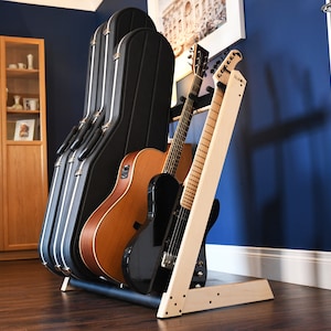 Ruach GR-2 Customisable 5 Way Wooden Guitar Rack and Holder for Guitars and Cases Mahogany Walnut Cherry Birch Black White Birch