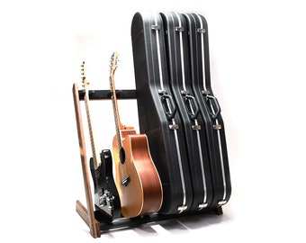 Ruach GR-2 Personalizable 5 Way Wooden Guitar Rack and Holder para guitarras y estuches - Caoba / Nogal / Cereza / Abedul / Negro / Blanco