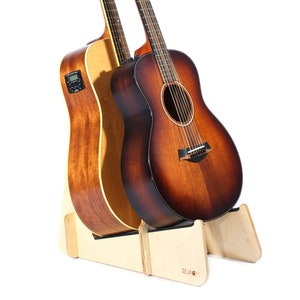 Ruach GS-7 A-Frame Single and Dual Acoustic Electric Guitar Stand Birch 2x Acoustic Guitars