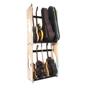 Ruach GR5 Stackable Guitar Rack for 5 Guitars and Cases Black or Birch Birch