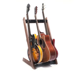 Ruach GR-3 Customisable 3 Way Wooden Guitar Rack and Holder for Guitars and Cases - Mahogany | Walnut | Cherry | Birch | Black | White