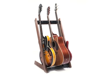 Ruach GR-3 Customisable 3 Way Wooden Guitar Rack and Holder for Guitars and Cases - Mahogany | Walnut | Cherry | Birch | Black | White