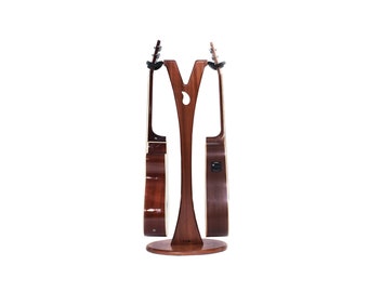 Ruach GS-1 Dual Acoustic/Electric/Bass Double Wooden Guitar Stand - Mahogany