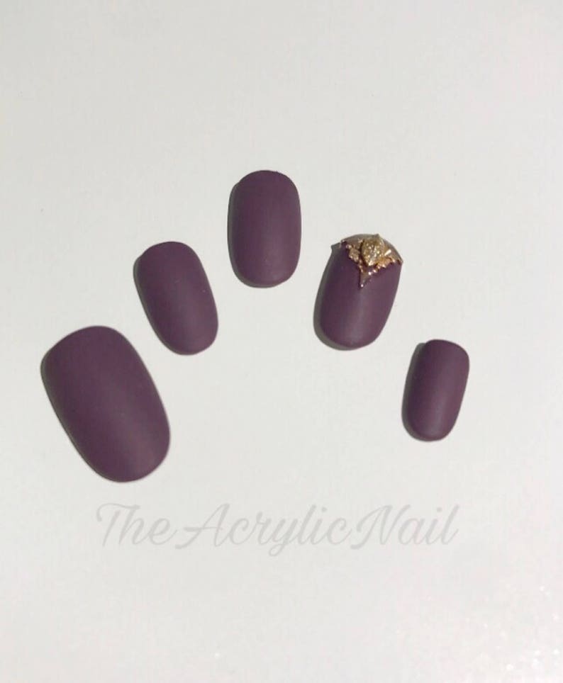Matte Mauve Plum Oval Rose Gold Studs Charms Fall Nails Etsy Matte Mauve Plum Oval Rose Gold Studs Charms Fall Nails Etsy