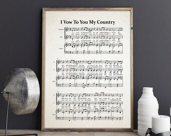 I Vow To You My Country Music Sheet Patriotic Hymn Patriot Music Sheet Military Music Military Gift for Soldier Gift Military Hymn Armistice