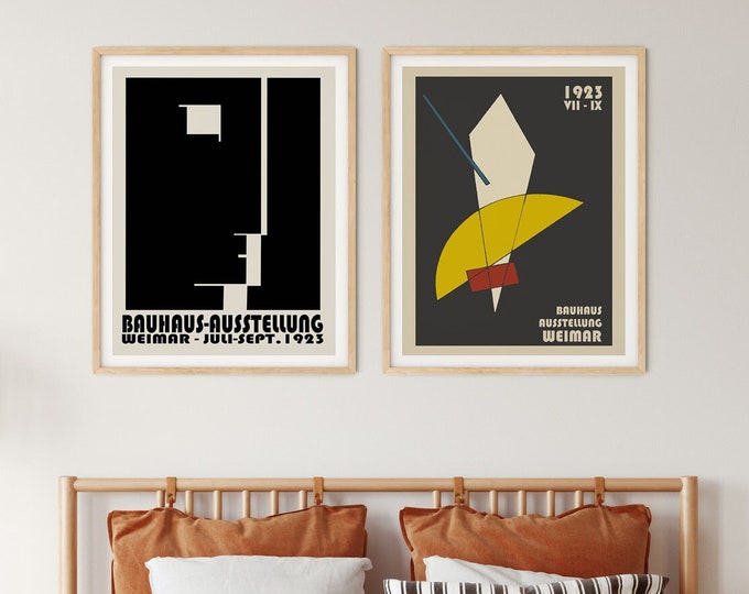 Bauhaus Posters Set of 2 Bauhaus Exhibition Posters from 1923 German Exhibition Prints