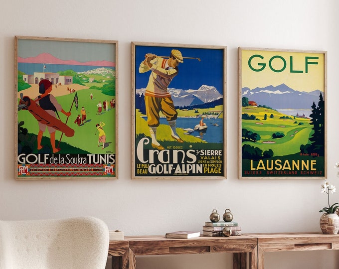 Golfing Prints Set of 3 Golfing Posters Perfect Golf Gifts for Him