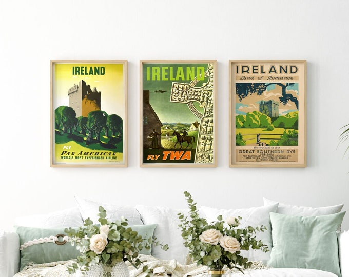 Ireland Travel Posters Set of 3 Irish Travel Prints