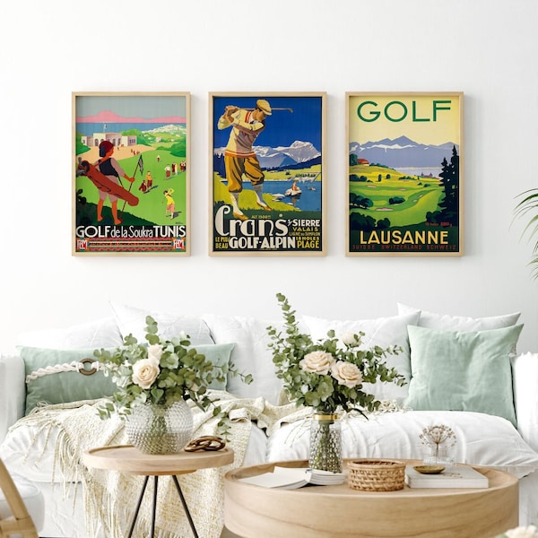Golfing Prints Set of 3 Golfing Posters Perfect Golf Gifts for Him