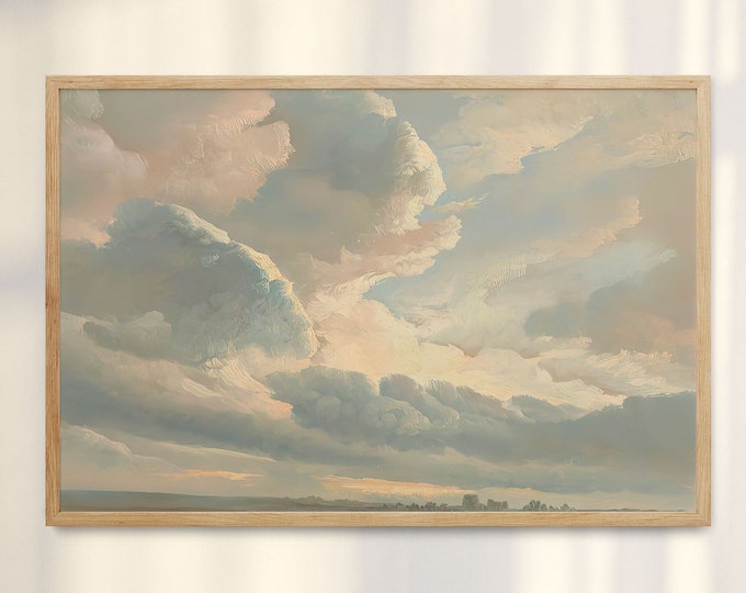 Dreamy Cloudscape Nursery Wall Art Set: Misty Clouds Prints for Soothing Sky Decor and Children's Room Ambiance