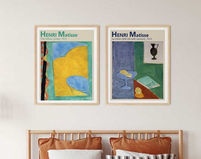 Set of 2 Abstract Matisse Painting Posters - Modern Art Prints for Contemporary Home Decor Matisse Abstract Paintings Series of 2