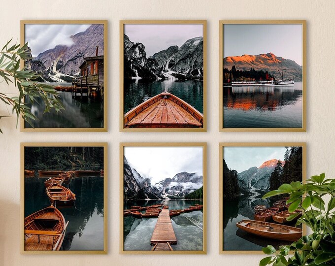 Nature Mountain Wall Art Winter Lake Pictures Set of 6 Nature Inspired Wall Art Posters Beautiful Mountain Lake Wall Art Cabin Wall Decor