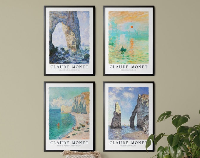 Masterpieces of Impressionism: A Collection of 4 Claude Monet Seaside Posters Perfect for Art Enthusiasts and Coastal Decor Lovers