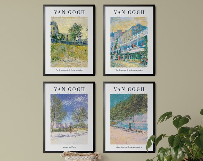 Captivating Sirene in Asnieres Set of 4 Van Gogh Posters Vincent Van Gogh's Stunning Artwork, Perfect for Art Enthusiasts and Interior Decor