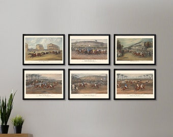 Horse Racing Posters - Set of 6 Horse Prints from the 1800s Classic Vintage Style Horse Art