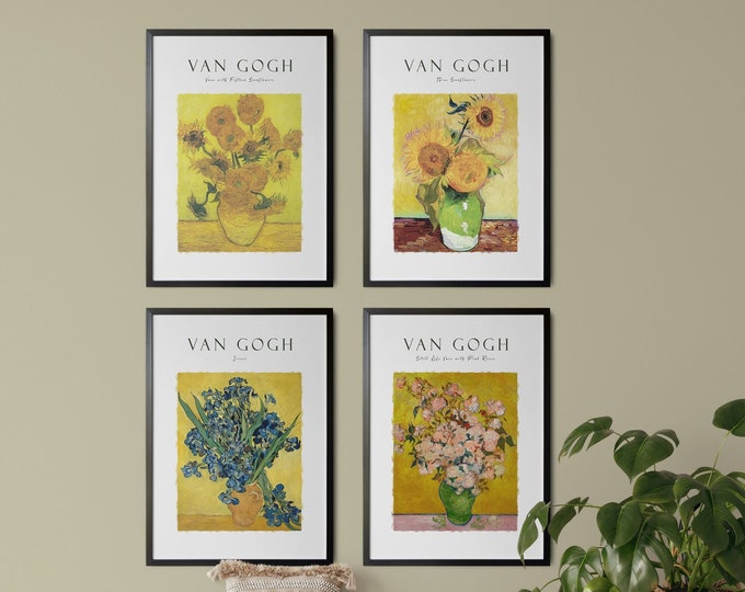 Van Gogh Sunflower Paintings Beautiful Set of 4 Van Gogh Floral Wall Art On Trend and Quality Home Decor4 High Resolution Yellow Flower Art