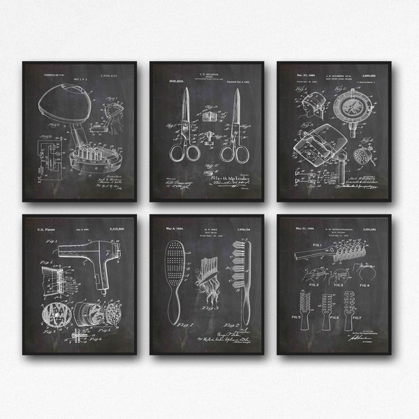 Hairdresser Wall Decor Hairdresser Prints Set of 6 Hairdresser Patents Posters WB405-WB410