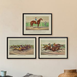 Horse Racing Portraits Set: 1800s Racing Legends, Vintage Wall Decor
