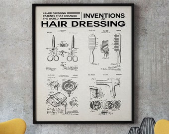 Hair Salon Patent Art Print: Vintage Hairdressing Inventions