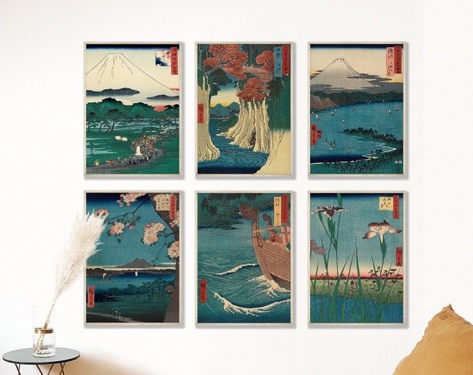 Japanese Retro Nature Prints Set of 6 Japanese Woodblock Posters Exquisite Nature Collection of 6 Japanese Prints Japanese Art and Culture