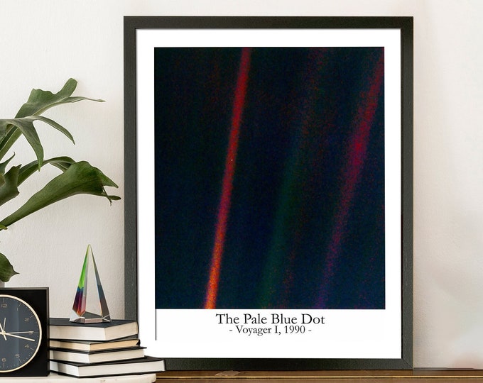 The Pale Blue Dot Photo - NASA Photo - Framed Space Decor / Galaxy Wall Decor & Office Wall Decor, Astronomy Gifts for Science Room