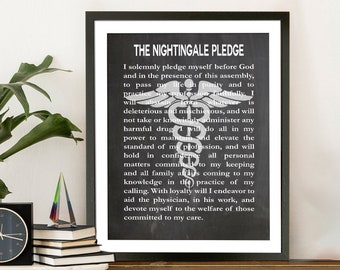 Nurse Graduation Gift Gift For Nurse Framed The Nightingale Pledge Framed Art Print Nightingale Pledge Motivational Wall Art
