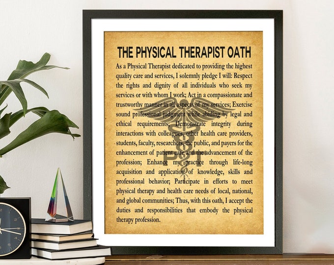 Physical Therapist Gift Framed Physical Therapy Oath Wall Art