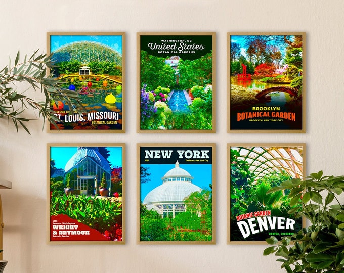 Botanical Garden Posters: Exploring the Flora of the United States of America Set of 6 Colorful Prints of United States Botanical Prints