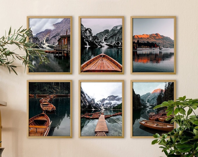 Nature Mountain Wall Art Winter Lake Pictures Set of 6 Nature Inspired Wall Art Posters Beautiful Mountain Lake Wall Art Cabin Wall Decor