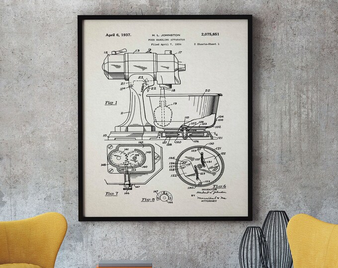 Food Mixer Poster Food Mixer Bake off Vintage Bakery Gift Etsy