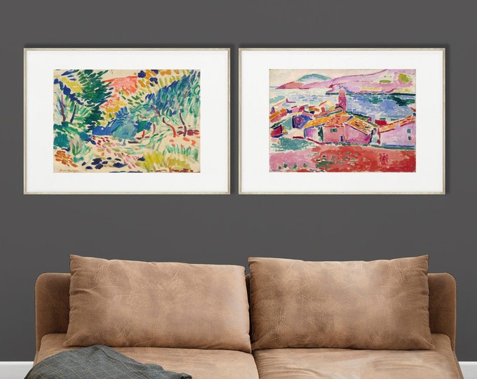Matisse Landscape Paintings Set of 2 Horizontal Paintings Fauvism Art Stunning Horizontal Matisse Landscape Paintings - Fauvism Art