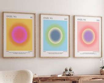 Angel Numbers 111 222 333 Posters Set of 3 Angel Manifesting Prints Empowering and Affirming Wall Art Gift for Close Friends and Family