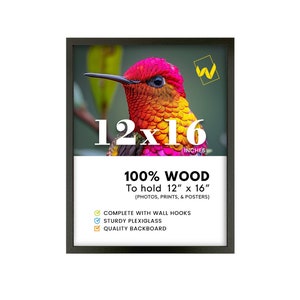 Black Wooden Frame 12x16 Inches Sleek and Modern Black Picture Frame: Thin and Contemporary Wall Decor