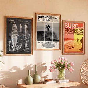 Set di 3 poster di surf, stampe artistiche ad alta definizione - Poster, stampa incorniciata
