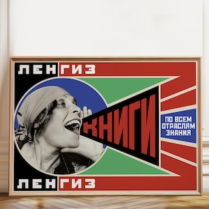 Soviet Propaganda Poster Russian Graphic Design and Constructivism by Alexander Rodchenko Revolutionary - Poster, Framed, and Canvas Print