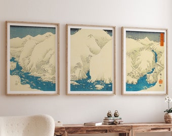 Japanese Triptych Art High Resolution Reproduction of 3 Classic Japanese Woodblock Set of 3 Prints 3 Piece Inter Connecting Pictures