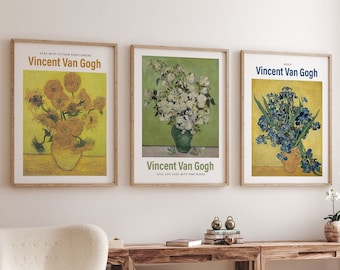 Van Gogh Posters Set of 3 Van Gogh Paintings High Resolution Reproduction of 3 Floral Paintings Famous Artists Wall Decor Ideas